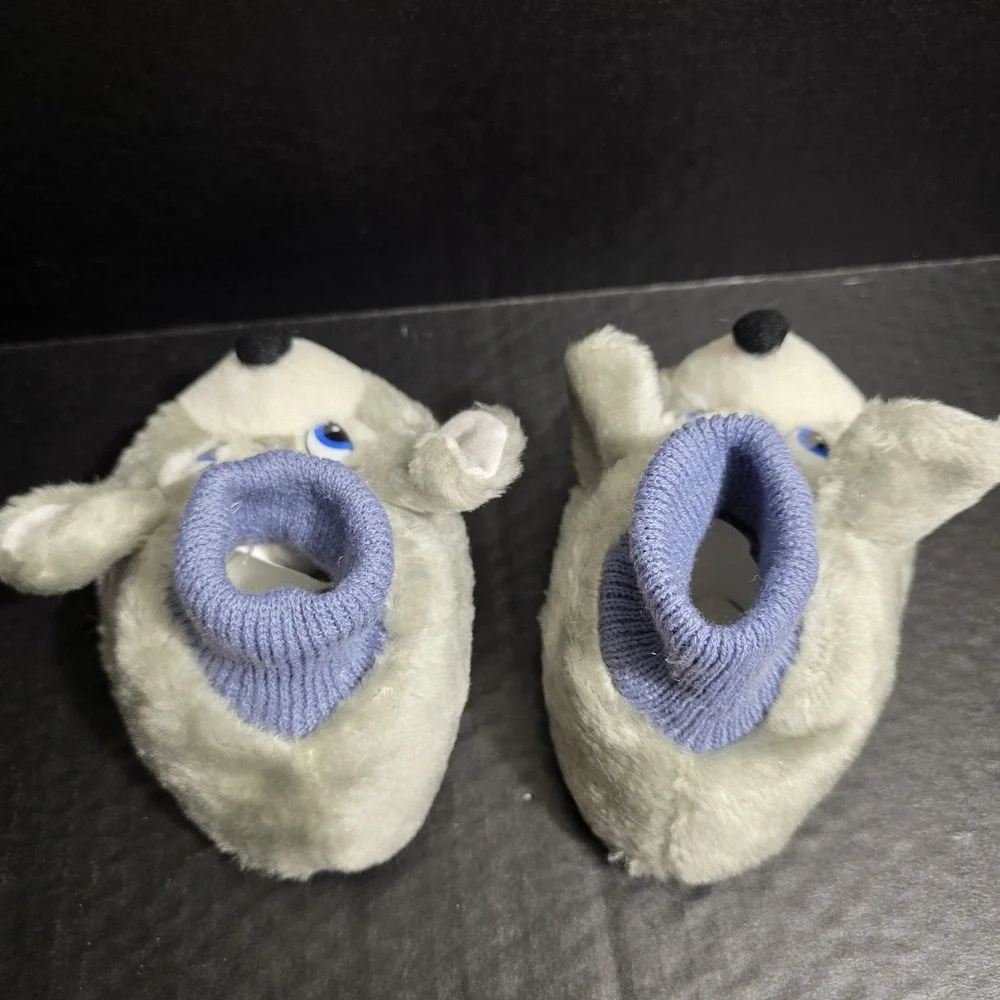 Kids Gray Mouse Animal‎ Plush Slippers Size 9/10 Soft Cozy House Shoes New